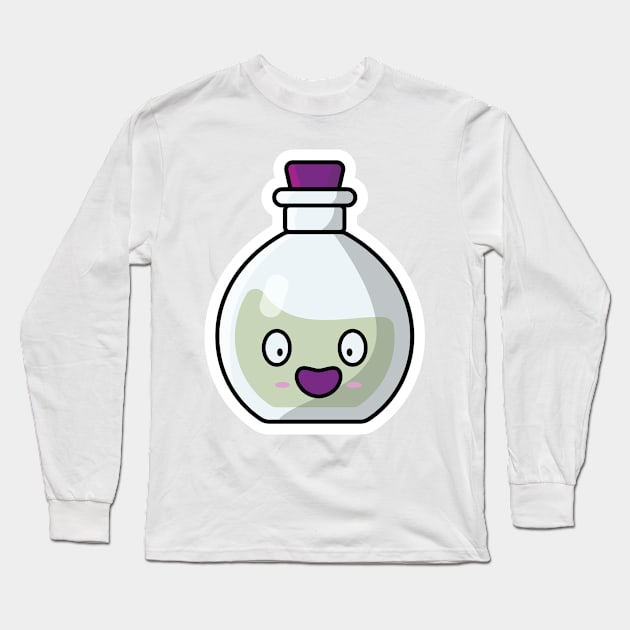 Potion Bottle with Cartoon Character Long Sleeve T-Shirt by AlviStudio